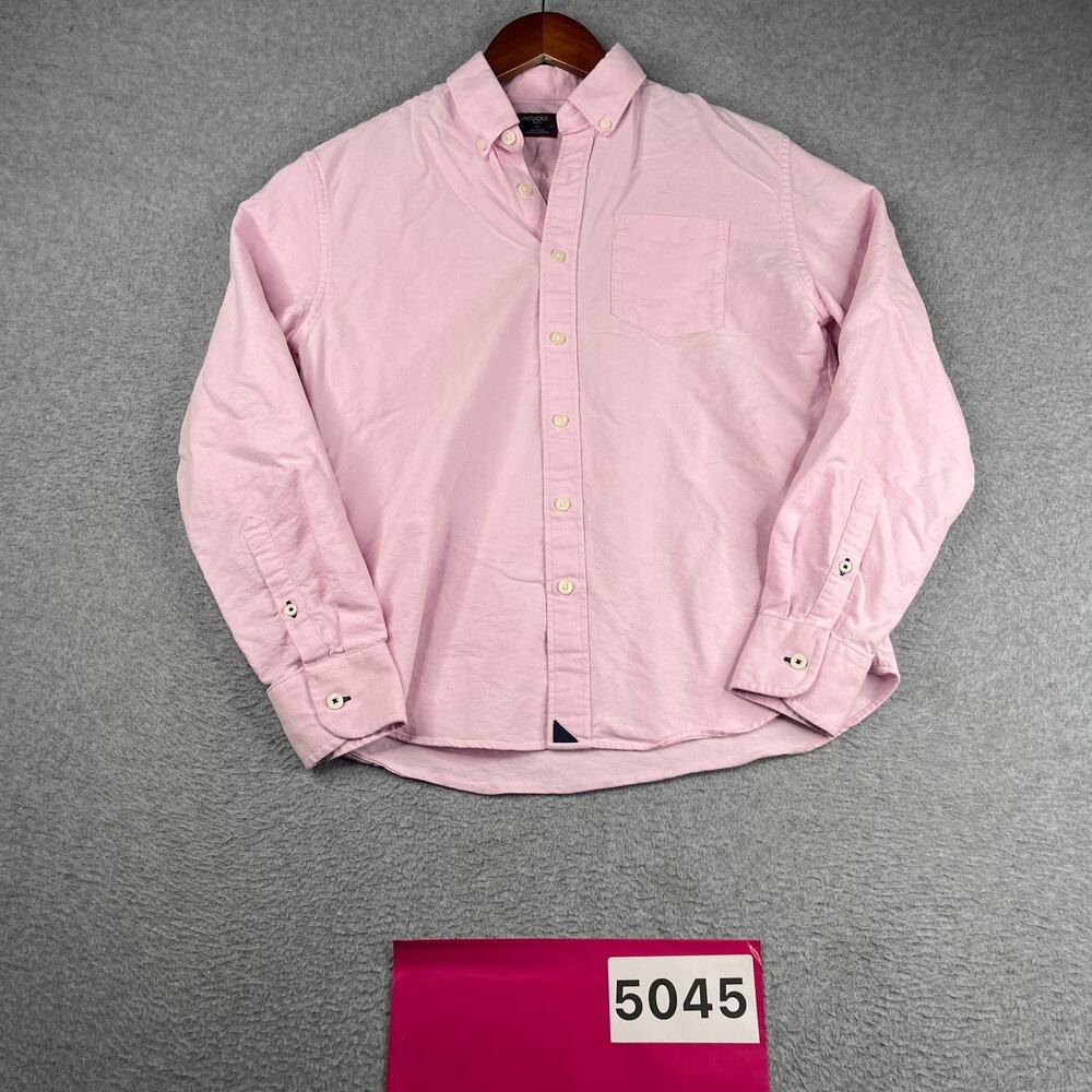 UNTUCKit Youth Boys Size 14 Long Sleeve Button Up Shirt Pink Cotton Casual
